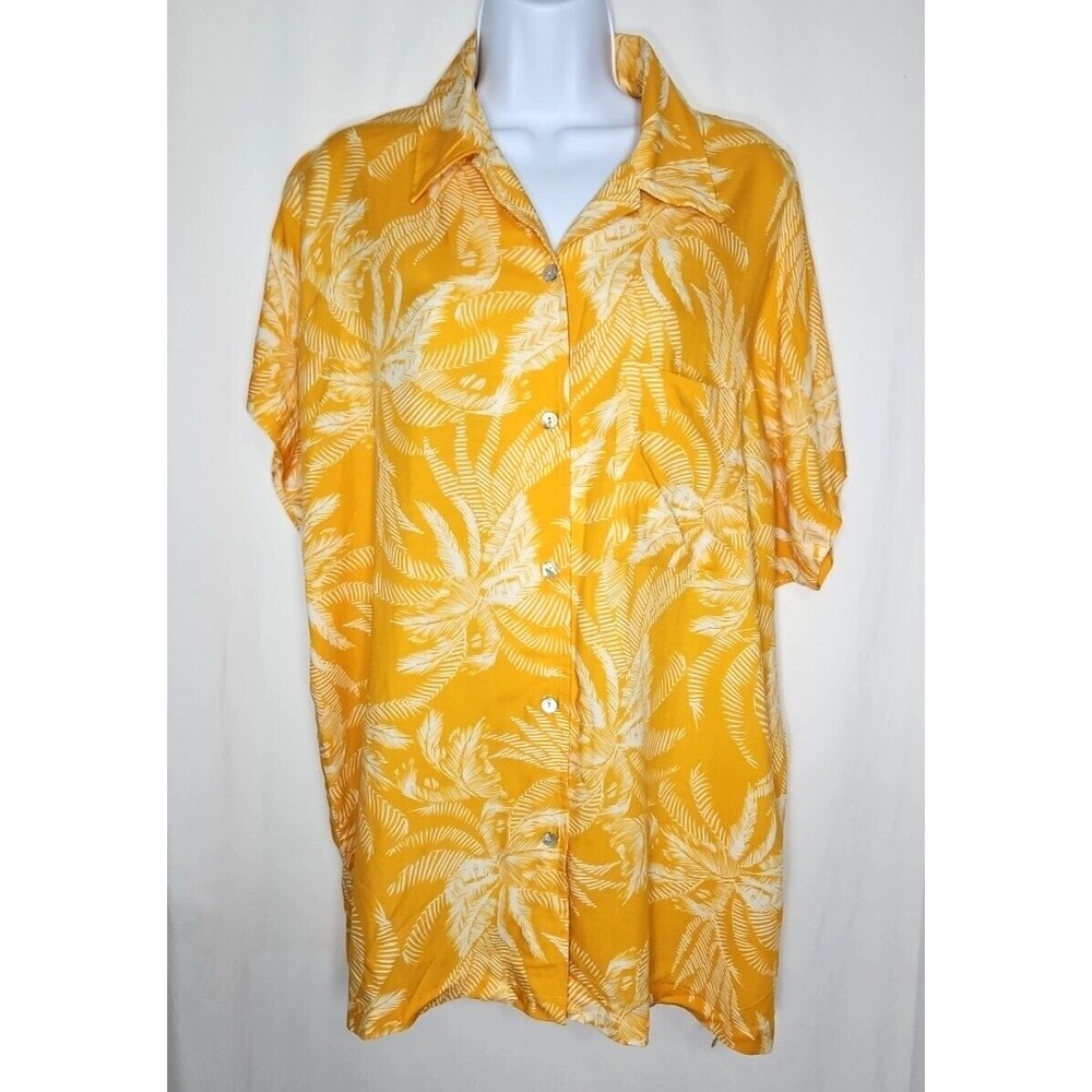 Robin Piccone Women's Yellow Floral Button Up Short‎ Shirt Size Small NWOT